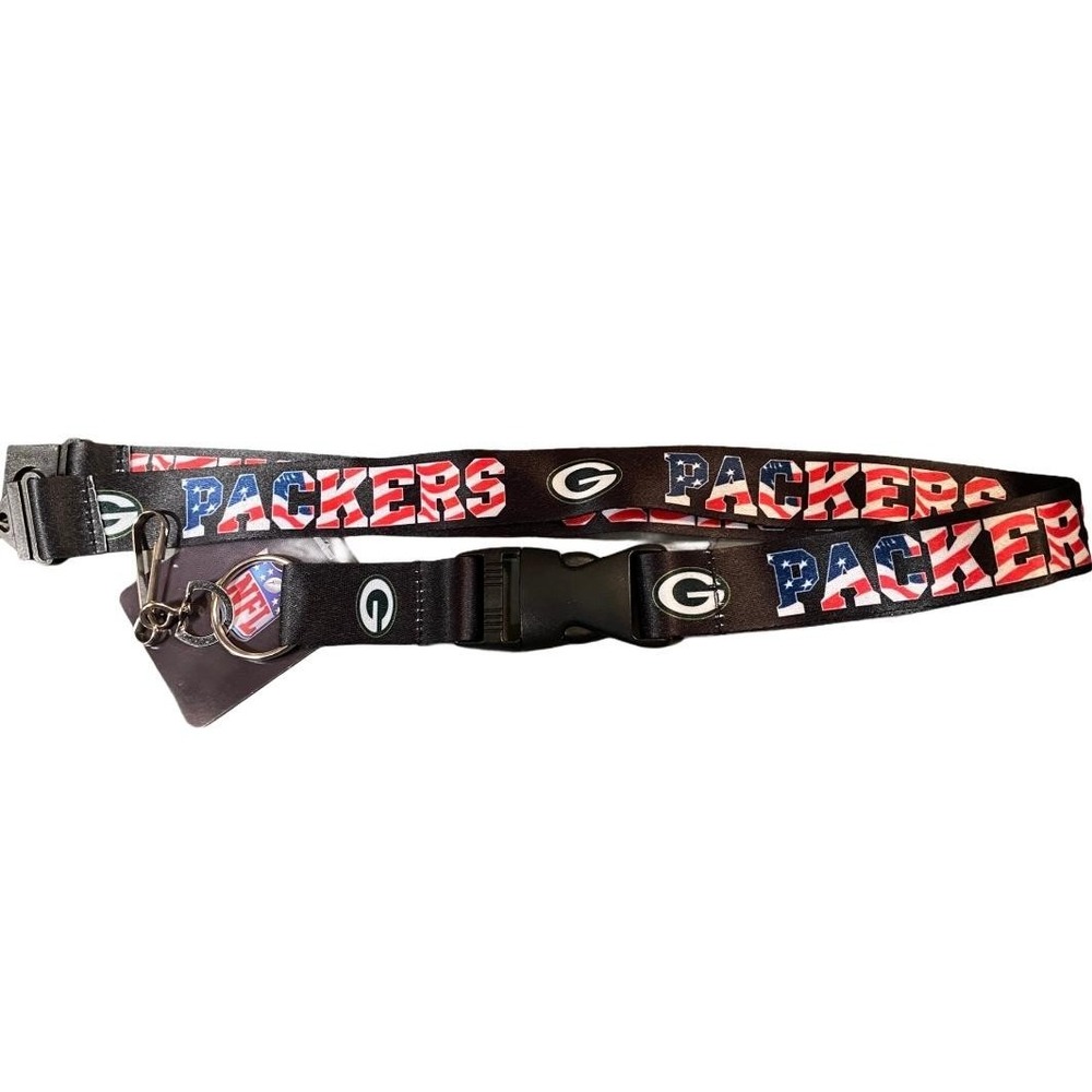 Celebrate USA 250 Years w/Green Bay Packers Lanyard Keychain USA Stars & Stripes